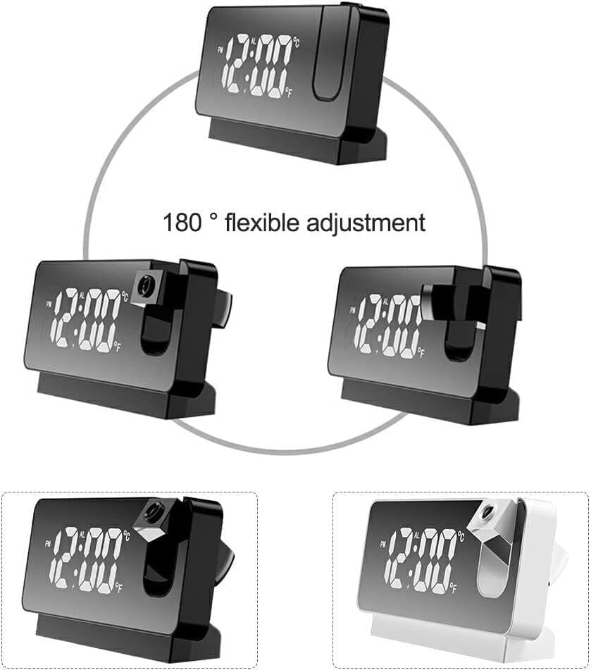 Projector Clock for Bedroom Digital Alarm Clock W/ Temperature Display